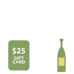 Attend 3 = $25 Gift Card or Wine